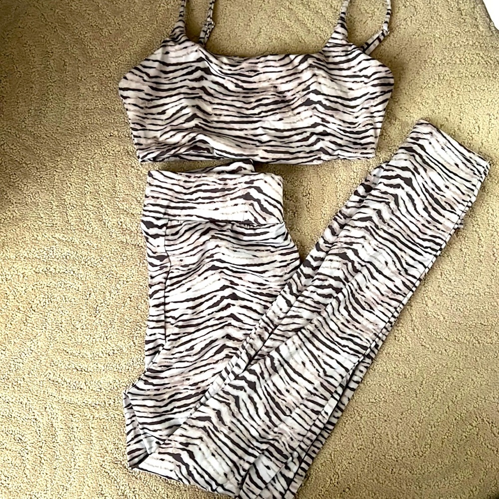 Brown Zebra Print Pants Set